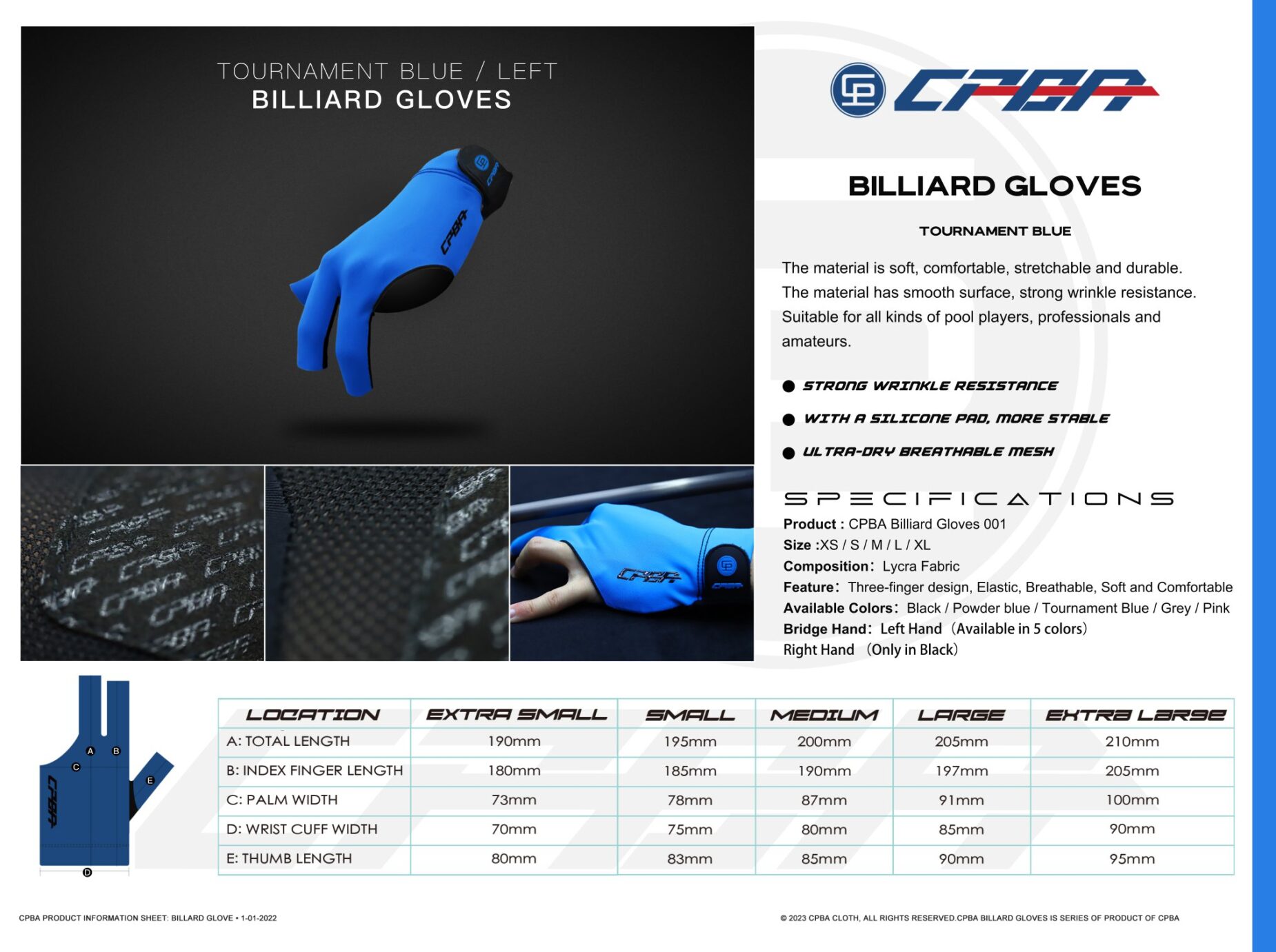 CPBA Professional Billiard Glove [Open Finger] – 8th Zone Int’l Inc